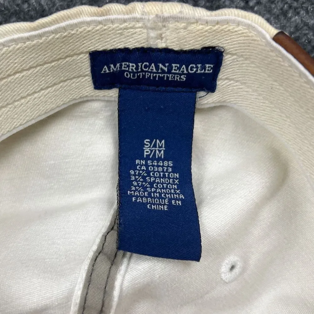 American Eagle Since‎ 77 Cap Adult Small/Medium S/M Big AE Graphic White Hat